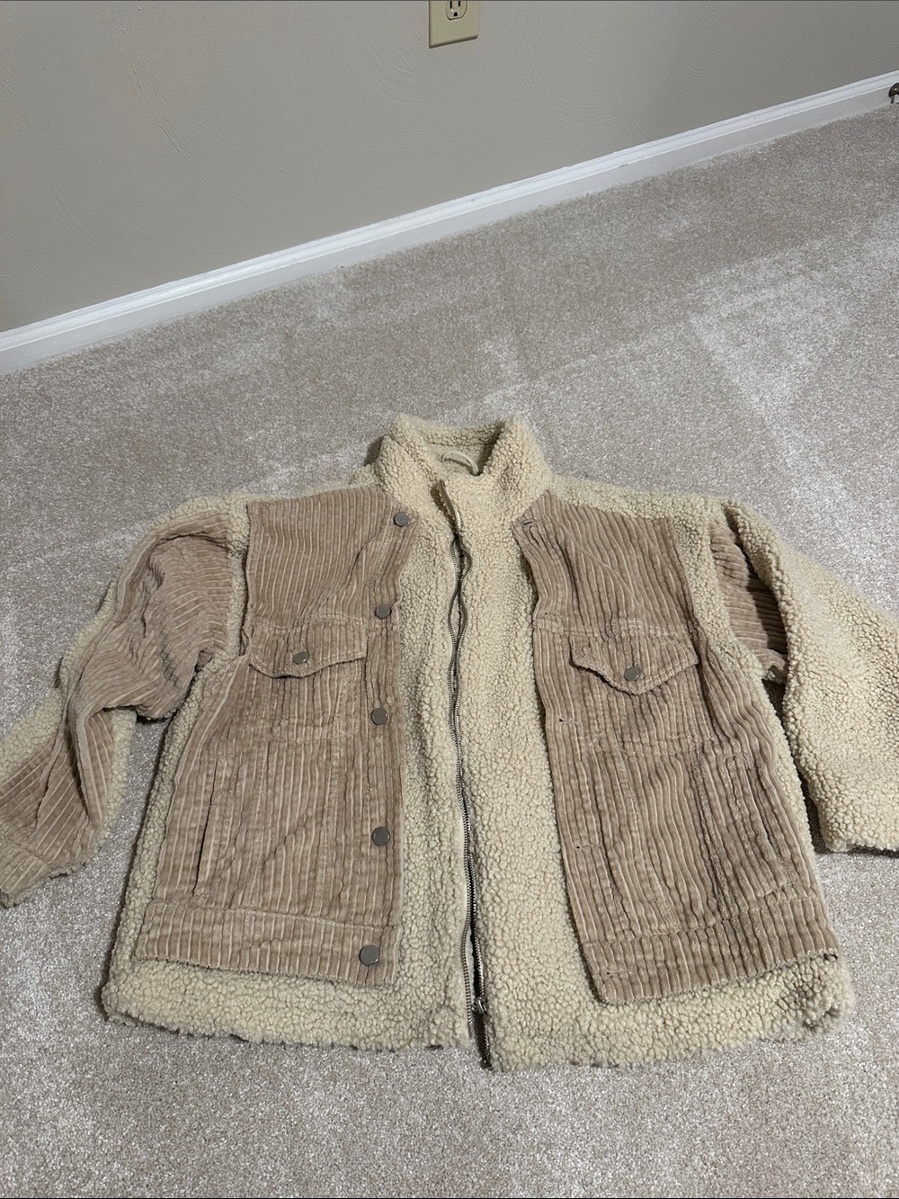 Blank NYV Oversized Sherpa-Lined Corduroy Jacket - Beige